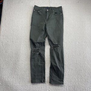 Gap Denim Girlfriend Jeans Wom Size 26 Faded Green Distressed Raw Hem Grunge